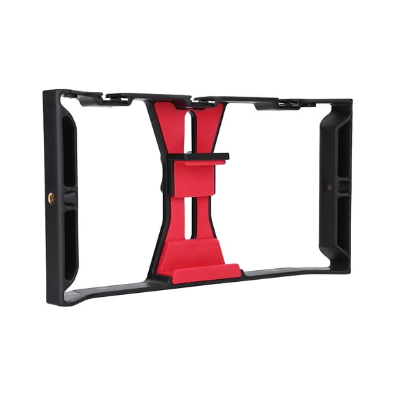 BOKYAN Portable Dual Handle Handheld Phone Adjustable Stabilizer Support Recording Rig Video Bracket (9.84 x 5.12 Inches / 25 x 13 cm) Lightweight Professional Smartphone Movie Making Cage Grip