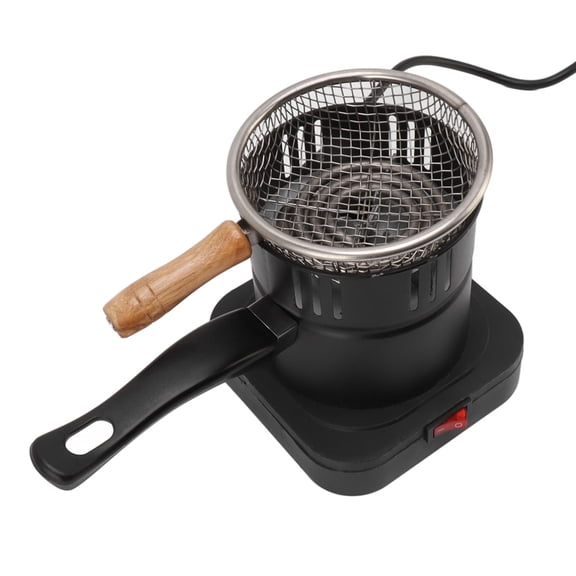 BOKYAN Portable Electric Charcoal Coal Burner Starter, 220V Iron & Wood Chimney Starter Stove for Outdoor BBQ Grills, 6.69 inches / 17 cm