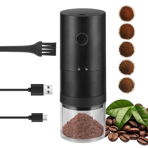 BOKYAN Portable Electric Coffee Bean Grinder 38 Settings Conical Burr Espresso Grinding Machine with Rechargeable Battery 120ml / 4oz Black