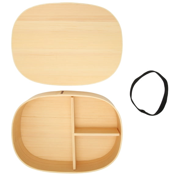 BOKYAN Portable Japanese Style Wooden Lunch Box Bento Food Storage Container Tableware (8.7 inches / 22 cm)