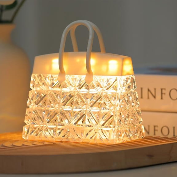 BOKYAN Portable Night Light Acrylic Crystal Handbag Decoration Lamp Energy Efficient LED Ambient Light for Indoor Bedroom & Outdoor Camping 5.5 inches / 14 cm