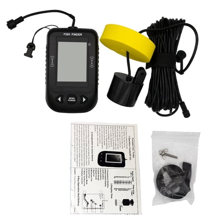 BOKYAN Portable Sonar Fish Finder Handheld Depth Sounder with Colorful LCD Display Transducer Kayak Boat Ice Fishing Night Fishing Maximum 100M Depth Range Black Edition