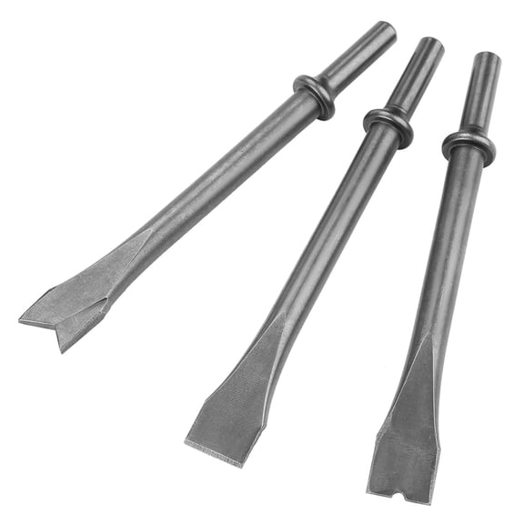 BOKYAN Premium Heavy-Duty Air Hammer Chisel Set with 0.4 inches Extra Long Round Shank, Professional Pneumatic Hammer Bits for Concrete Demolition and Welding Spot Rust Removal, 3-Piece Kit