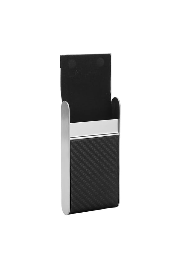 Premium Metal Slim Cigarette Case for Men and Women, Waterproof Dustproof Hard Shell Pocket Box Holder for 20pcs Fine Cigarettes, Carbon Fiber Texture Pattern, 4.72 inches / 12 cm, Black