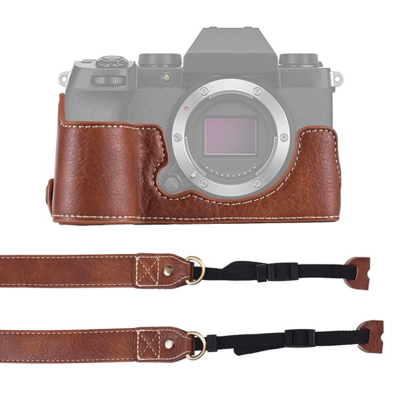 BOKYAN Premium PU Leather Camera Half Case Replacement for Fujifilm Fuji XS10 Camera Body Bottom Protective Cover with Adjustable Shoulder Strap and Hand Grip Design, Brown