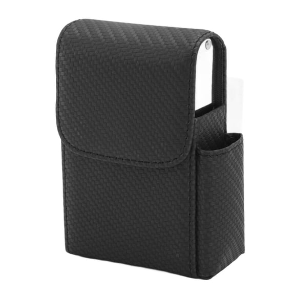 BOKYAN Premium PU Leather Cigarette Case Multifunctional Holder Box for 20 Pieces Woven Pattern Pocket Sized Organizer Black 4.33x3.35x1.38 inches / 11x8.5x3.5 cm