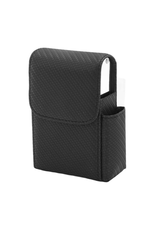 Premium PU Leather Cigarette Case Multifunctional Holder Box for 20 Pieces Woven Pattern Pocket Sized Organizer Black 4.33x3.35x1.38 inches / 11x8.5x3.5 cm