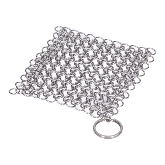 BOKYAN Premium Stainless Steel Cast Iron Cleaner Scrubber Chainmail Pot Scraper Silver Kitchen Scrub Pad for Skillets Woks Cookware