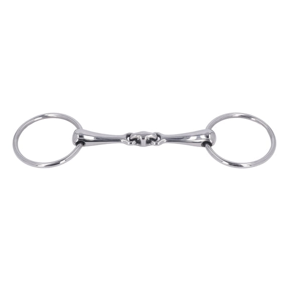 BOKYAN Premium Stainless Steel Horse Snaffle Bit, 5 Inch / 125mm O-Ring Jointed Mouth Piece for Equestrian Racing and Training