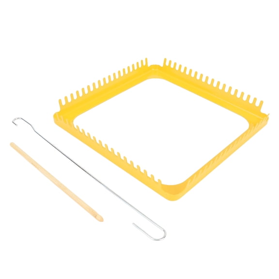 BOKYAN Premium Weaving Loom Kit Yellow Metal 18 Teeth Square Weaving Frame for Tapestries Scarves Hats Professional Hand Knitted Craft Loom Set Perfect Gift for DIY Beginners and Weaving Enthusiasts