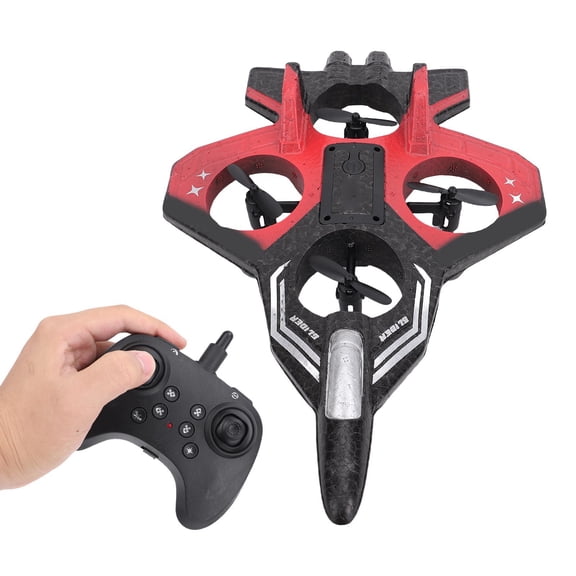 BOKYAN RC Airplane 4 Engine Thrust 3 Speeds Rechargeable 1 Key 360 Stunts Remote Control Plane Toy with LED Lights EPP Foam Red Single Battery Pack