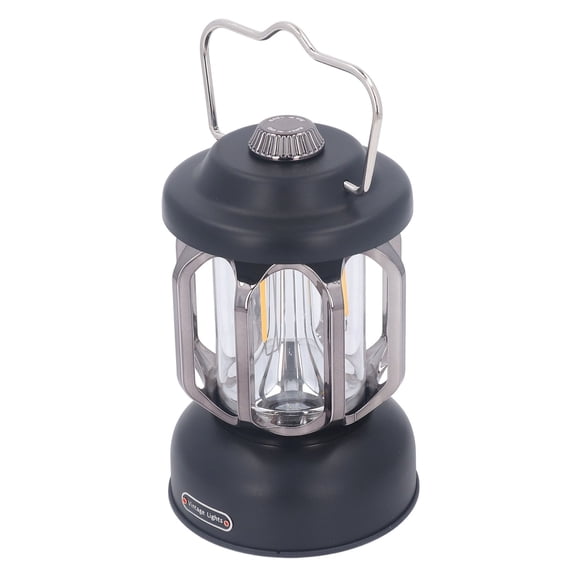 BOKYAN Retro Camping Lantern Type C Rechargeable 3 Modes Dimmable Waterproof LED Tent Lamp Portable Vintage Light with Hook for Garden Backpacking Black