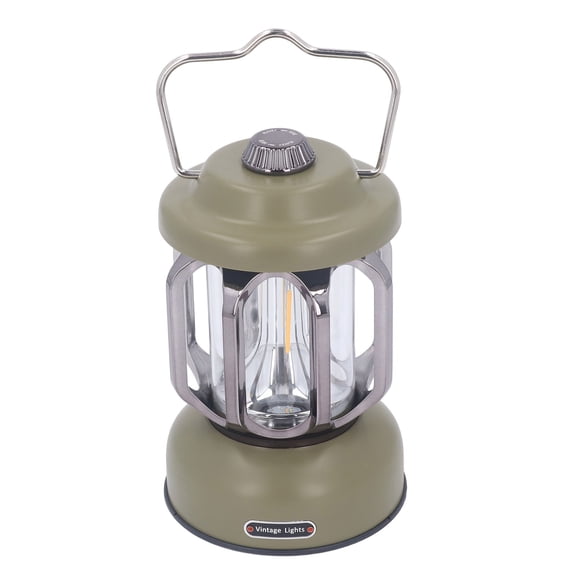 BOKYAN Retro Camping Lantern Type C Rechargeable 3 Modes Dimmable Waterproof LED Tent Lamp Portable Vintage Light with Hook for Garden Backpacking Green