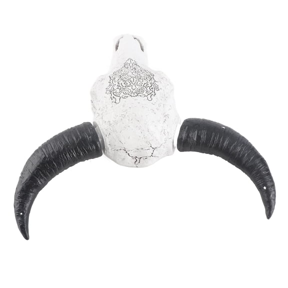 BOKYAN Retro Longhorn Bull Skull Wall Hanging Decor Large Resin Cow Head Animal Horns Sculpture Background Ornament Gothic Southwestern Art 12x5.5 Inches / 30.5x14 CM