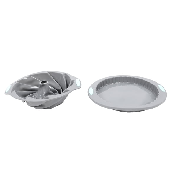 BOKYAN Round Fluted Cake Pan 10.2 Inches (26 cm) Anti Stick Silicone Baking Pans 2 Pack