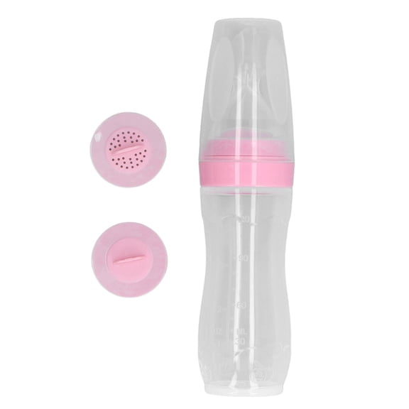 BOKYAN Silicone Baby Feeder Spoon & Squeeze Bottle, BPAFree, Food Grade, 4MonthOld, Pink, Gums Massage, HandEye Coordination