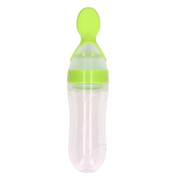 BOKYAN Silicone Baby Squeeze Spoon, Green Cartoon Design  Safe, NonToxic, EasytoUse Feeding Tool for Milk, Rice Cereal & Baby Food