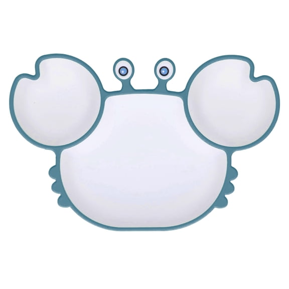 BOKYAN Silicone Crab‑Shaped Suction Plate – 3‑Section Divided Plate for Easy Scooping, Non‑Slip Base, Soft Silica Gel, Eco‑Friendly Baby Dining