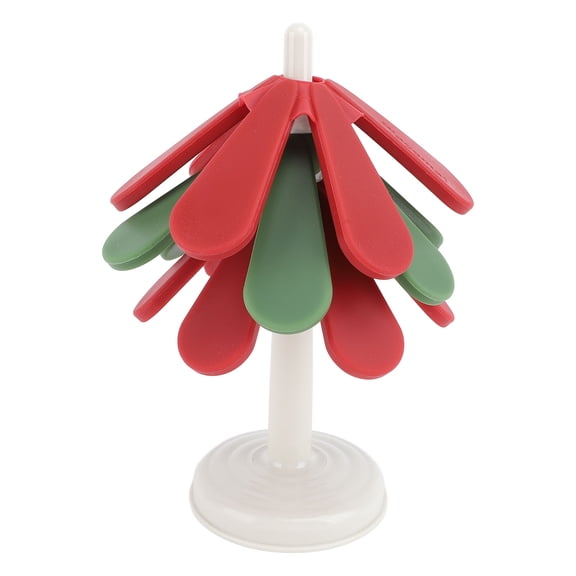 BOKYAN Silicone Tree Coasters Set, Heat Resistant Trivets & Placemats for Hot Dishes, Christmas Decor Pads (9.06 inches / 23 cm)