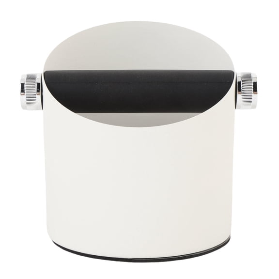 BOKYAN Small Carbon Steel Coffee Grounds Knock Box  6.3"x6.69"x5.5" White, Easy Cleanup & Durable Waste Bin