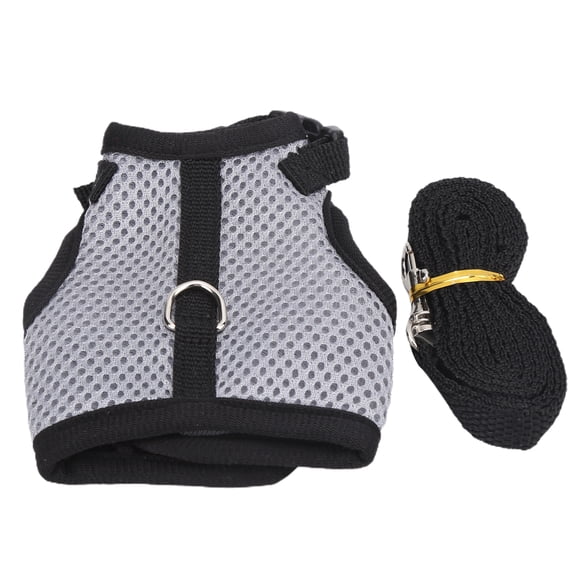 BOKYAN Small Pet Mesh Breathable Traction Chest Back Harness with Leash for Guinea Pig Rabbit, L Gray (12 inches / 30.4 cm)