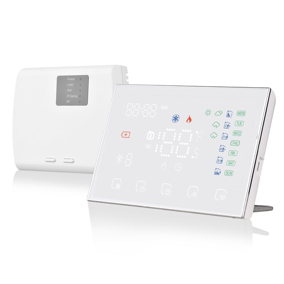BOKYAN Smart Programmable Thermostat WiFi Digital Room Temperature Controller for Gas Boiler Electric Heating Compatible with Alexa Google Home LED Touchscreen White