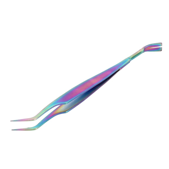 BOKYAN Stainless Steel 2in1 Pet Tweezers RustProof Bug & Flea Remover for Dogs & Cats, Curved Tip, Durable Design