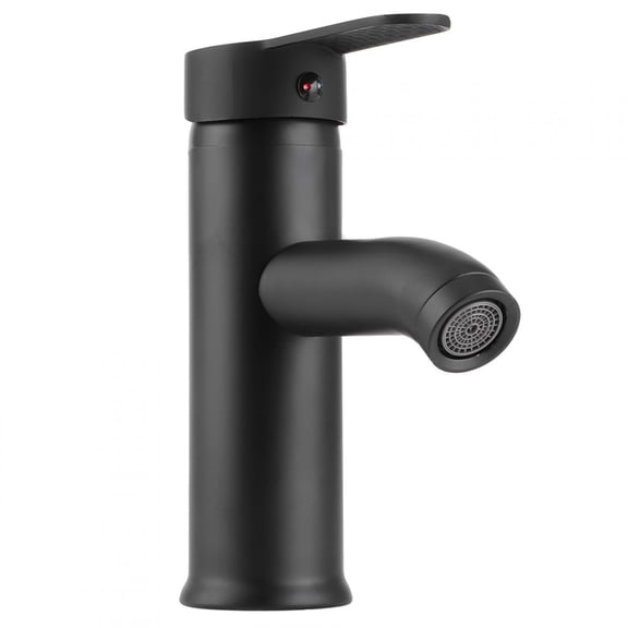 BOKYAN Stainless Steel Bathroom Basin Faucet Sink Washbasin Hot Cold Water Mixer Tap Black Low Type (10.24 inches / 26.0 cm)