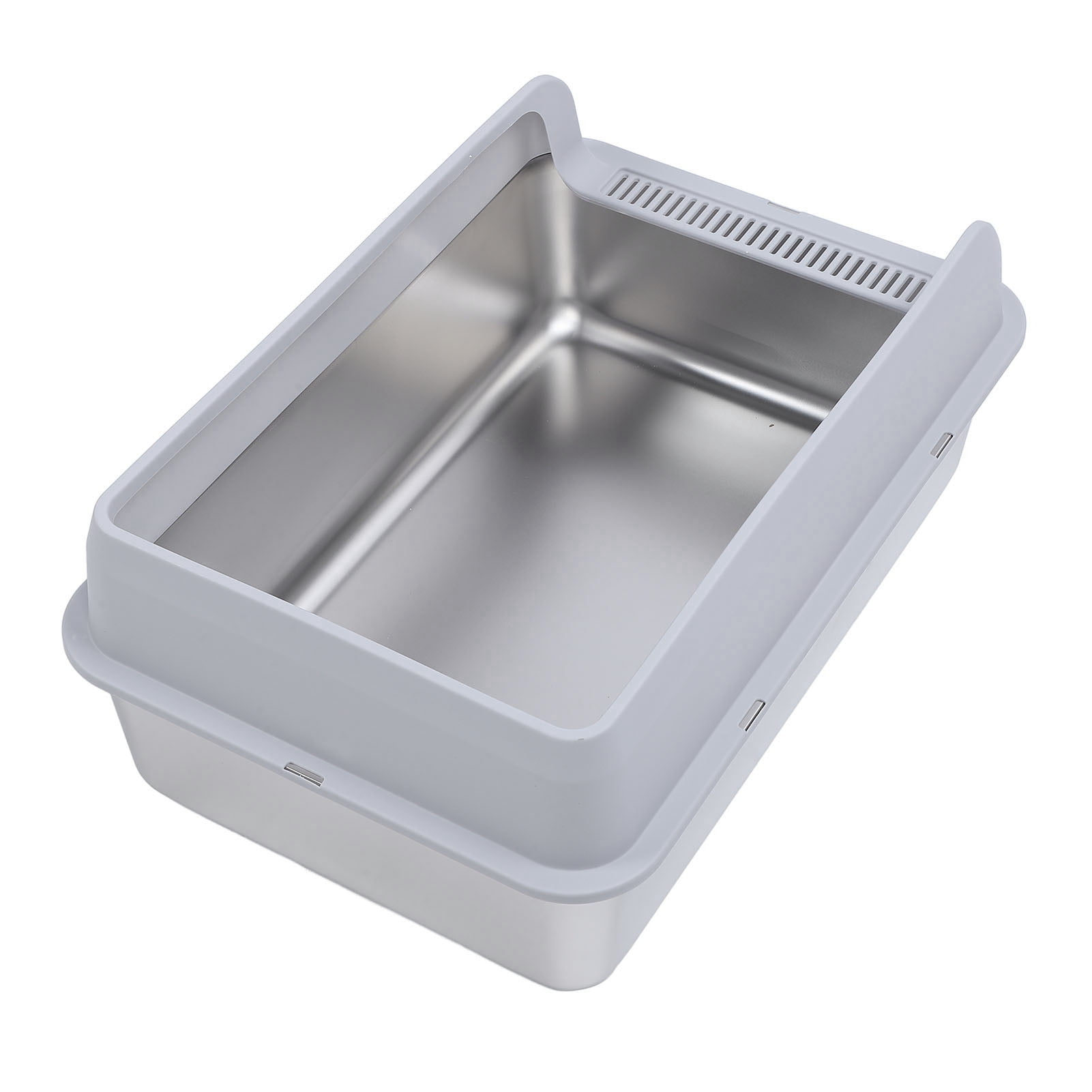 BOKYAN Stainless Steel Cat Litter Box Anti Splashing High Sided Metal Kitty Tray with Scoop for Indoor Cats Grey Small 19.7 x 13.8 x 7.5 inches / 50 x 35 x 19 cm