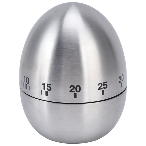 BOKYAN Stainless Steel Egg Shaped Cooking Timer Clear Scale Design Manual Mechanical 60 Minutes Kitchen Baking Timing Reminder Alarm with Non Slip Bottom, 3.1 inches / 8 cm Height