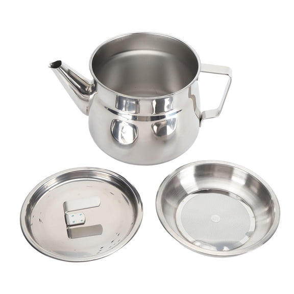 BOKYAN Stainless Steel Oil Strainer Pot Thick Mesh, Large Opening, Grease Storage with Lid for Kitchen Frying & Reuse