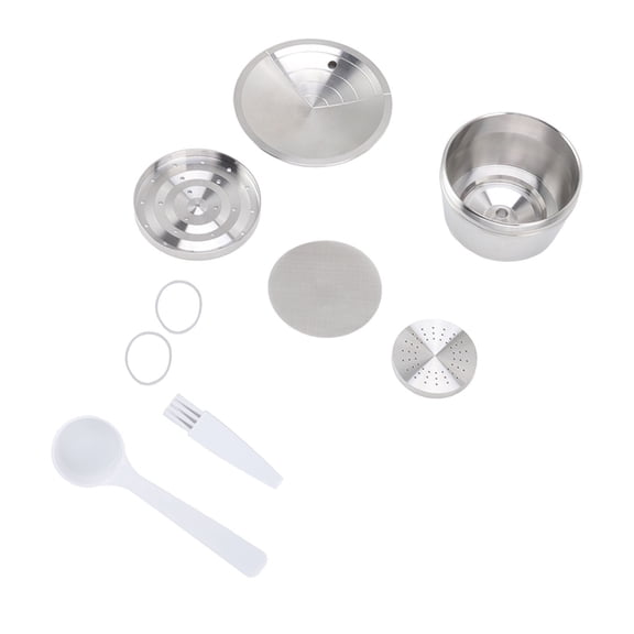 BOKYAN Stainless Steel Reusable Coffee Capsule Filter Kit for Dolce Gusto EDG DG325 with Gasket, Brush, Spoon and Pressing Plate (3.94 inches / 10 cm)