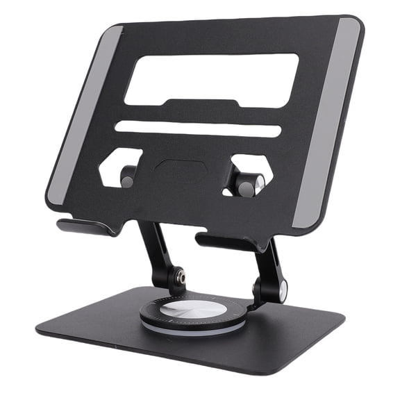 BOKYAN Tablet Stand 360 Rotating Base Double Rod Adjustable Support Bracket for 5.8 to 12.9 Inch Tablets Electronic Readers Black