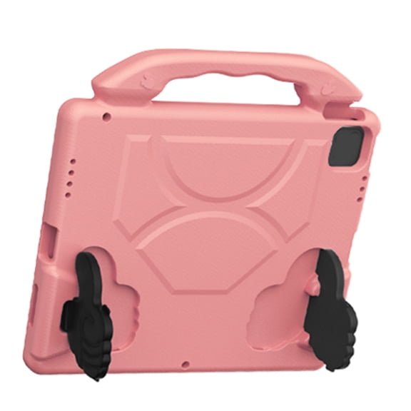 BOKYAN Thumb Protective Case for iPad Pro 12.9 Inch / 32.8 cm, 13 Inch / 33.0 cm, iPad Air 13 Inch, Shockproof EVA Tablet Stand Cover with 90 Degree Rotatable Handle for Kids, Pink-Orange
