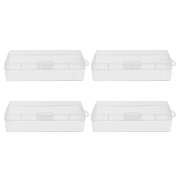 BOKYAN Transparent Storage Box Clear Plastic Container with Hinged Cover for Small Objects, Crafts, Beads, Jewelry (4 Pack, 7.3x3.5x1.8in / 18.5x9x4.5cm)