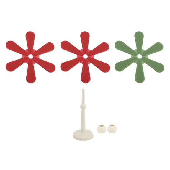 BOKYAN Tree‑Shaped Silicone Trivet Set – 3 Heat‑Resistant Coasters with ABS Stand, Foldable & Sturdy Design for Hot Dishes, Red & Green