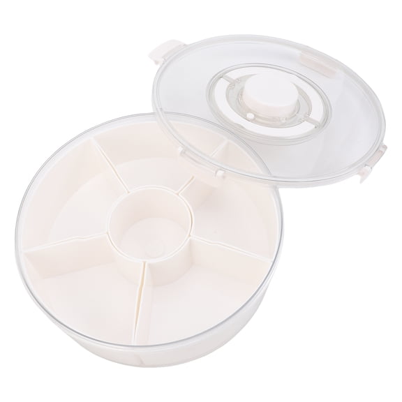 BOKYAN Vacuum Divided Serving Tray Snackle Box Charcuterie Container for Fruits Nuts Snacks Portable Airtight Storage with 6 Removable Compartments Handled Platter 12.8 in / 32.5 cm