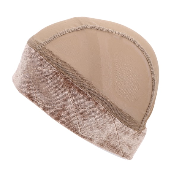 BOKYAN Velvet Wig Grip Band 2 in 1 Adjustable Wide Non Slip Cap with Breathable Elastic Mesh Liner for Thinning Hair and Daily Styling Adults (Light Brown, 11 inches / 27.9 cm)