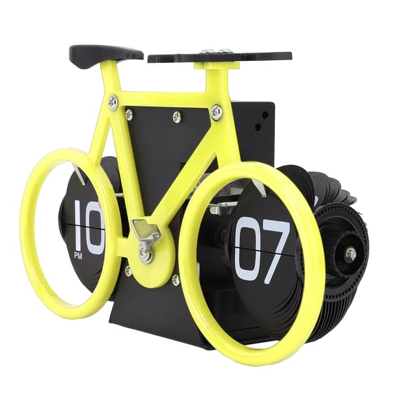 BOKYAN Vintage Flip Desk Clock Bike Shape Retro Mechanical Battery Powered Gear Operated Timer Reminder Table Clock for Office Home 7.9 inches / 20 cm Yellow