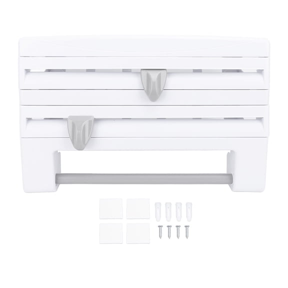 BOKYAN WallMounted Kitchen Wrap & Foil Organizer  3Compartment Storage for Plastic Wrap, Aluminum Foil, Parchment & Towels