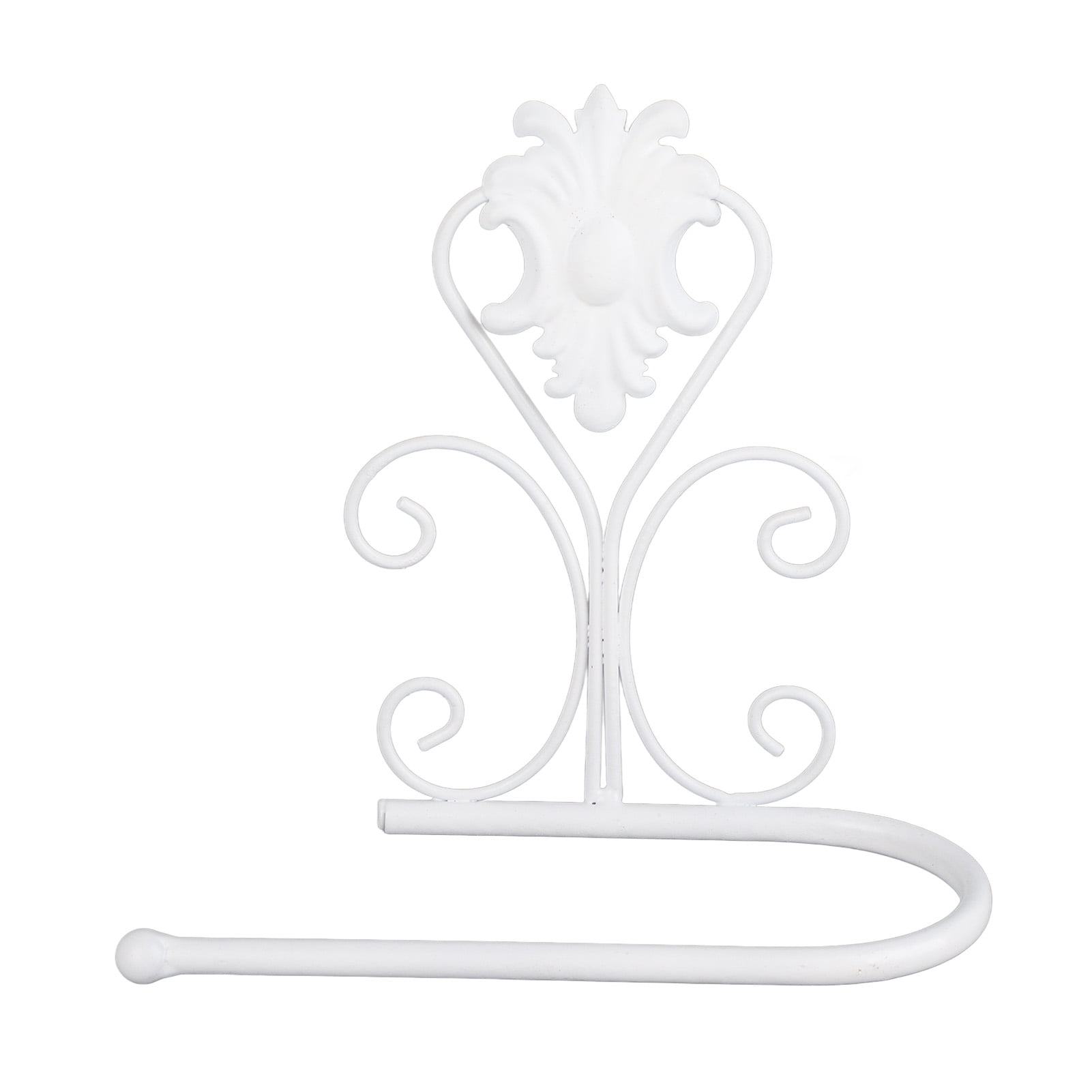 BOKYAN White Wall Mounted Iron Paper Towel Holder for Kitchen and Bathroom, Rustproof Organizer (8.3 x 3.9 x 7.1 in / 21 x 10 x 18 cm)