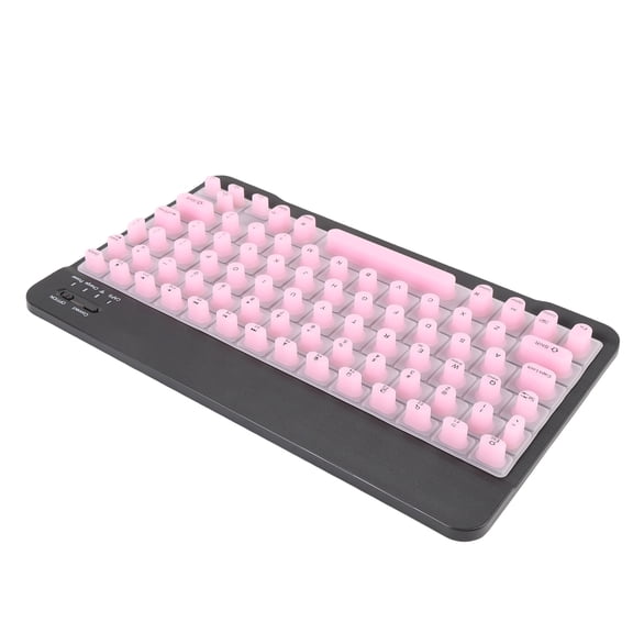 BOKYAN Wireless Bluetooth Keyboard with Silicone Raised Protective Cover Slim Quiet Keyboard for Long Nail Women Rechargeable 40 Hours Working Time Multi-Device Compatible Pink (10.24 inches)