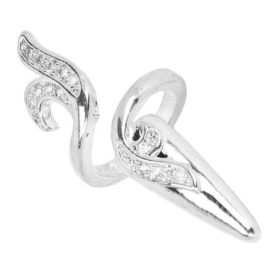 BOKYAN Women Fingernail Rings Charming Rhinestones Nail Cover Ring Silver (5 inches / 12.7 cm)