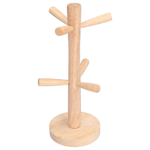 BOKYAN Wooden Mug Tree Thickened Beech Wood Coffee Cup Holder Anti Rust Multifunctional Storage Rack for Home Office Hotel