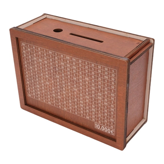 BOKYAN Wooden Savings Box Detachable Design 10000 Money Savings Challenge Cash Coin Box for Children with Counter Money Box and Accessories Boxwood Material Home Decor