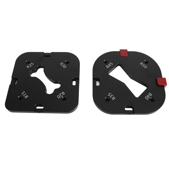BOKYAN Woodworking Round Corner Radius Templates Aluminum Alloy Router Table Corner Jig Kit with R15 to R50 Profiles Includes 2 Router Bits for Precise Arc Cutting and Chamfering