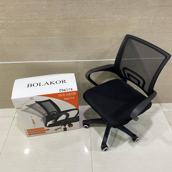 BOLAKOR Chairs,Office Desk Computer Chair Ergonomic Mesh Gaming Mid Back Seat with Comfy Lumbar Support Adjustable Height Swivel for Home Task (Black)