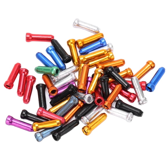 BOLANY 50Pcs Mountain Bike Brake Cable Caps Aluminum Alloy Bicycle Cable End Crimps for Road Bikes, Mixed Colors (12mm / 0.47 inches)