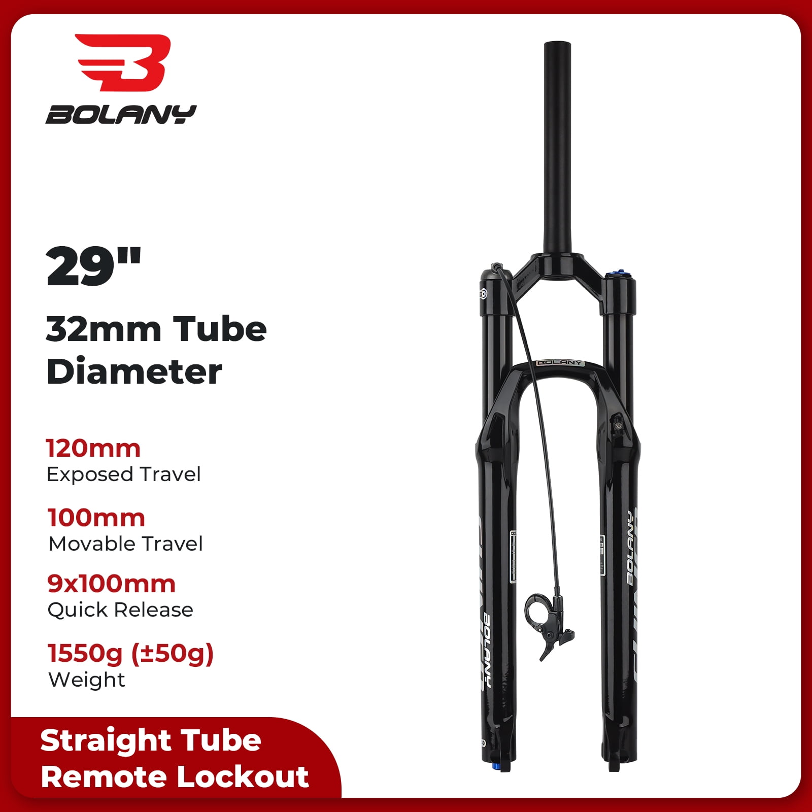 BOLANY MTB Air Fork 26/27.5/29 Inch Ultralight Straight Tube Suspension