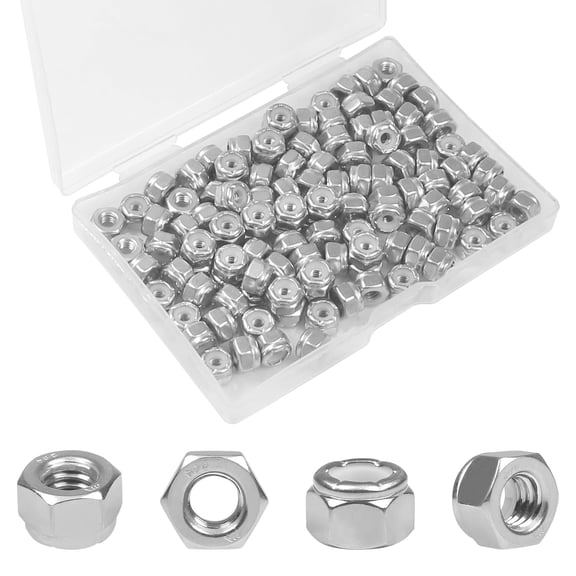 BOLDGNAITE 20 Pcs M6 Lock Nuts, 304 Stainless Steel Nylon Insert Locknuts, Vibration & Corrosion Resistant, Self-Locking Hex Nuts for Automotive, Machinery & DIY